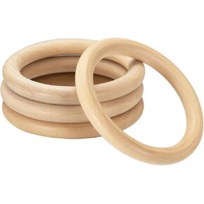 UXCELL 4PCS 125 مم (4.9 بوصة) حلقات خشبية طبيعية ، ودوائر خشبية غير مكتملة سميكة 15 ملم لصياغة DIY ، والحياكة ، والماكرين ، والقلادة