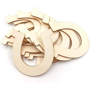 24 جهاز كمبيوتر غير مكتمل شرائح خشبية غير مكتملة شكل حدوة حصان الأقراص الخشبية لأقراص DIY Craft Supplies للمنزل والحفلات وحفل الزفاف وديكور أعياد الميلاد