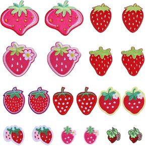CHGCRAFT 20 Pcs 10 Styles Strawberry Embroidered Iron On Patches Strawberry Embroidered Applique for DIY Sewing Crafts Accessories Cloth Repairing