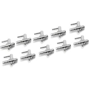 Air Pump Control Valve, Stainless Steel Single Way Air Valve Distributor for Aquarium Pump, 0.9X 0.84x0.32inch (Silver Tone 10pcs)