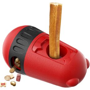 2 في 1 ألعاب Dispensing Diting Dispensing ، حامل عصا الفتوة ، حامل علاج الكلب القابل للتعديل للكلاب الصغيرة والمتوسطة والكبيرة ، جهاز أمان لمنع الاختناق والأحمر