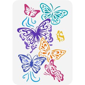 Pingerinspire Flying Butterflies الطلاء استنسل 8.3x11.7inch نمط الفراشة البلاستيكي نمط stency قابلة لإعادة الاستخدام للحيوانات للطلاء على الخشب ، الأرضية ، الجدار ، البلاط ، القماش ، النسيج ، الأثاث