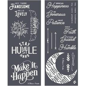 A Maker's Studio - 2 pack stusable Mesh Stency ورقة - رائعة للفنون والحرف اليدوية - مناسبة للدهانات والأحبار - الملائكة والقمر (4.25 × 11 بوصة)