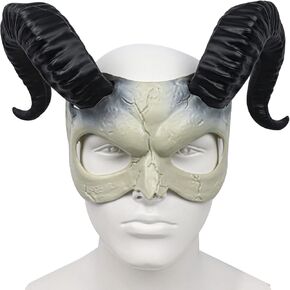 Lyxaof Goat Ram Horns Devil Schel Skull Skull Mask Cosplay Half Face Adech Woyer Assumeen Assume Monster Dorns (Brown)