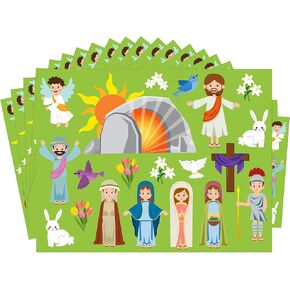 Watinc 40 Sheet Make a He Lives Scene Stails for Easter Party Supplies ، Weast Jesus Desurrection ملصقات عيد ميلاد حفلة عيد ميلاد ، هدايا نشاط الفصول الدراسية في عيد الفصح في عيد الفصح