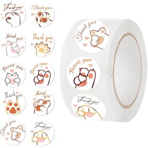 500 PCS Cat Cat Claw Roll 1 "" ، Cat Cat Claw Thanks Thanks Stickers ملصقات للأطفال ، ملصقات زجاجة ماء للأطفال مقاومة للماء ، ملصقات أطفال فينيل المحمول