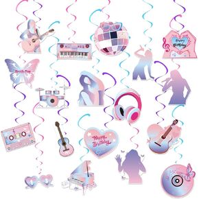fmsao Birthday Party Decorations Singer Theme Party Supplies Hanging Swirls for Girls Birthday Decorations