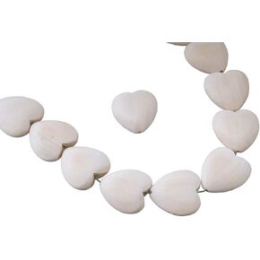 ALLinONE Natural Unfinished Wood Beads for DIY Craft (26mm Heart Shape)