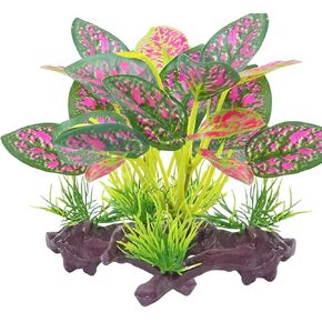 2pcs Aquarium Plant Fish Tank Decorations Plastic Betta Fish Tank Accessories，Amphibian Habitat Hideout Goldfish Plant(Pink)