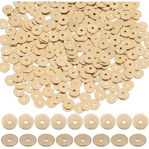 SUNNYCLUE 1 Box 400Pcs Real 18K Gold Plated Brass Beads 6mm Golden Heishi Disc Beads Bulk Long-Lasting Metal Flat Round Loose Spacers for Jewelry Making Beading Kits DIY Crafts Supplies