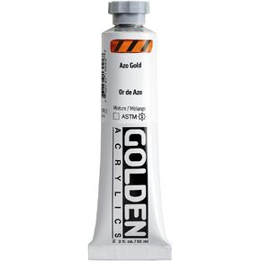 Heavy Body Acrylics by GOLDEN, Azo Gold, 2 fl. oz. Tube, Professional Acrylic Paint, Transparent