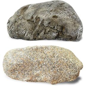 Pangea Key Hider Fake Rock و Weatherprofling وآمنة للمفاتيح الاحتياطية والمظهر الحقيقي والحجر والحديقة والخارجية والجيوكات (Type-B Black & Type C Bundle)