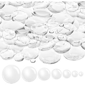 Vin Beauty 70 Pcs Clear Glass Cabochon, 6-25mm 7 Sizes Round Cabochons Tiles Transparent Flat Back Glass Dome for Photo Pendant Earrings Necklace Jewelry Making DIY Craft Eyes(6/8/10/12/16/20/25mm)