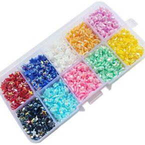 Chenkou Craft 4000pcs 6mm متنوعة 10 AB Colors Bead 6mm مسطحة الخلفية الساخرة الحرف DIY حبات + مربع بلاستيكي