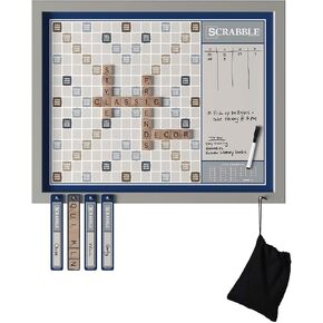 WS Game Company Scrabble Deluxe 2-in-1 Wall Edition مع لوحة رسائل محو جافة