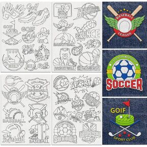 37PCS كرة التريسيات الرياضية التطريز ، 8.3 "x11.7" كرة سلة كرة سلة كرة سلة ملصقات تطريز غرزة ، 4 أوراق لعبة الجولف مياه يدوية الخياطة DIY تطريز ورقة التطريز DIY