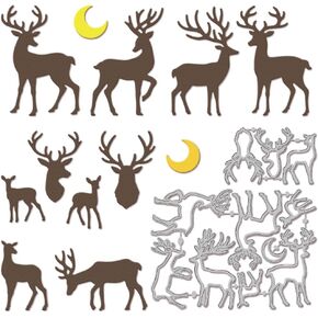 GLOBLELAND Deer Cutting Dies for DIY Scrapbooking Metal Moon Cut Dies Animals Die Cuts for Card Making Embossing Photo Album Craft Decor