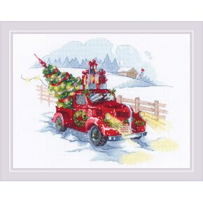 RIOLIS - to The Holidays 1906, Cross Stitch Kits 13" x 9¾", Cross Stitch Kits for Beginners & Advanced, Crossstitching Kit Adult, Embroidery Counted Stitching Kit