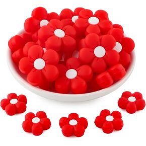 15pcs 26mm Flower Silicone Focal Beads for Pens, Daisy Shaped Silicone Beads for Keychain Making DIY Craft（Multicolor） in Kuwait