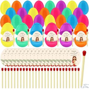 CTOSREE 24 مجموعات 3.35 بوصة بيض عيد الفصح المسيحيين حشو الحشو مع أقلام نقطة الكرة على شكل مطابقة ويسوع هو بطاقة الهدية الخفيفة 6 ألوان دينية غير مملوءة بيض البلاستي