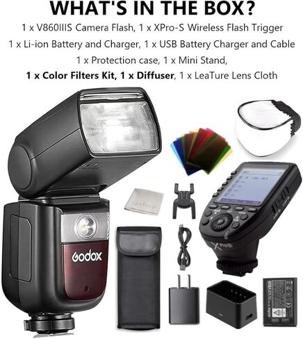 مجموعة مشغل فلاش Godox V860III-C ومجموعة Trigger Godox Xpro-C المتوافقة مع كاميرا Canon 2.4G اللاسلكية HSS 1/8000 GN60 1.5s إعادة التدوير 480 ومضات طاقة كاملة (Godox V860III-C + Xpro-C) in Kuwait