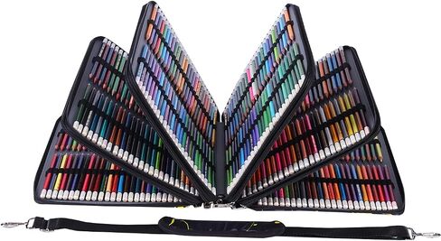 Shulaner 500 Slots Colored Pencil Case Organizer with Zipper Large Capacity Flower Pen Holder Bag for Painter or Artist (Blue Leaves, Small Slots) in Saudi Arabia
