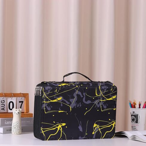 Shulaner 500 Slots Colored Pencil Case Organizer with Zipper Large Capacity Flower Pen Holder Bag for Painter or Artist (Blue Leaves, Small Slots) in Saudi Arabia