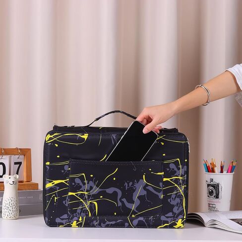 Shulaner 500 Slots Colored Pencil Case Organizer with Zipper Large Capacity Flower Pen Holder Bag for Painter or Artist (Blue Leaves, Small Slots) in Saudi Arabia