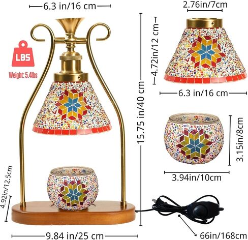 Turkish Table Lamp, Mosaic Lamp, Wax Warmer, Moroccan Mosaic Lamps, Antique Design, Adjustable Brightness，Suitable for Mood Lighting for Home Decor in Saudi Arabia