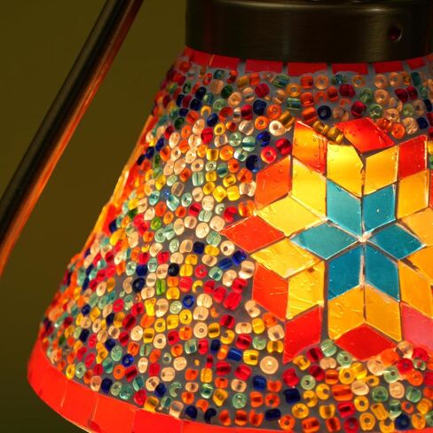 Turkish Table Lamp, Mosaic Lamp, Wax Warmer, Moroccan Mosaic Lamps, Antique Design, Adjustable Brightness，Suitable for Mood Lighting for Home Decor in Saudi Arabia