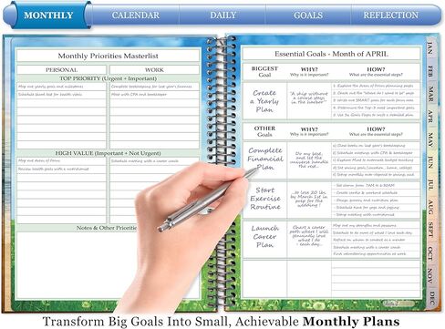 Tools4Wisdom Planner 2025-2026 - April 2025-2026 Calendar - 15 شهرًا - 8.5 × 11 بوصة غلاف - أسبوعيًا وشهريًا - A5J6 - Ocean Sunset in Saudi Arabia