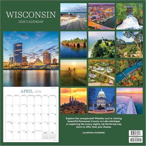 TF PUBLISHING 2025 Wisconsin Wall Calendar - Large Grids for Appointments and Scheduling - Vertical Monthly Wall Calendar 2025 - Home and Office Organization - Premium Gloss Paper - 12"x12" in Saudi Arabia