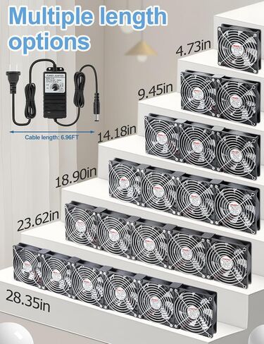Wathai Big Airflow 2 × 120 مم 240 مم مروحة كمبيوتر مع مروحة خزانة قابس تيار متردد 110 فولت 240 فولت تيار متردد، وحدة تحكم في السرعة 3 فولت إلى 12 فولت، لتبريد محطة عمل خادم هيكل آلة التعدين in Kuwait