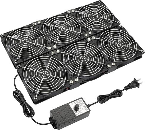 Wathai Big Airflow 2 × 120 مم 240 مم مروحة كمبيوتر مع مروحة خزانة قابس تيار متردد 110 فولت 240 فولت تيار متردد، وحدة تحكم في السرعة 3 فولت إلى 12 فولت، لتبريد محطة عمل خادم هيكل آلة التعدين in Kuwait