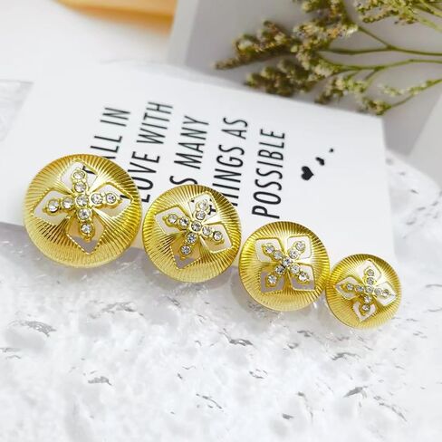 5 Pieces Elegant Cross Design Metal Buttons with Sparkling Faux Diamonds Buttons Fashionable Chic Style Buttons for Clothes Sewing Crafts Decoration in Saudi Arabia