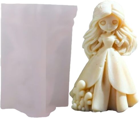 Princess Silicone Mold, Sweety Girl Candle Mold for Soap Soy Wax DIY Handcraft,Long Hair Girl Resin Mold for Bridesmaid Gift Wedding Party Home Dinner Festive Days Car Decoration (A) in Saudi Arabia