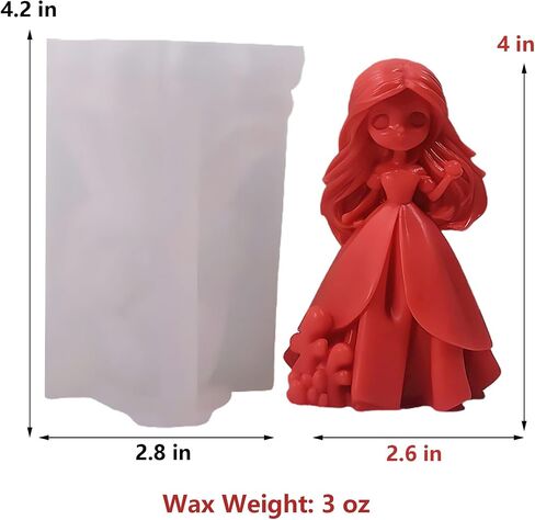 Princess Silicone Mold, Sweety Girl Candle Mold for Soap Soy Wax DIY Handcraft,Long Hair Girl Resin Mold for Bridesmaid Gift Wedding Party Home Dinner Festive Days Car Decoration (A) in Saudi Arabia