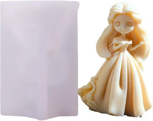Princess Silicone Mold, Sweety Girl Candle Mold for Soap Soy Wax DIY Handcraft,Long Hair Girl Resin Mold for Bridesmaid Gift Wedding Party Home Dinner Festive Days Car Decoration (A) in Saudi Arabia