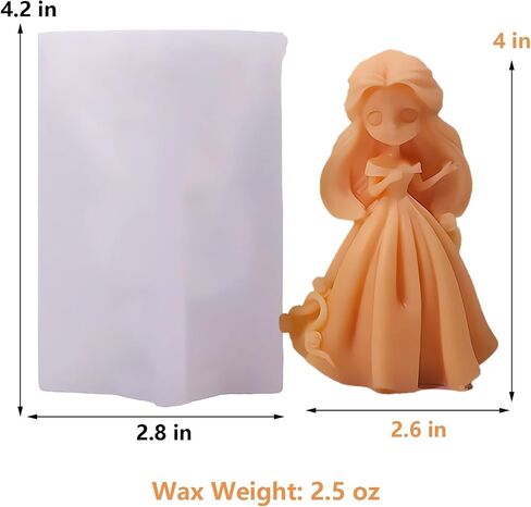 Princess Silicone Mold, Sweety Girl Candle Mold for Soap Soy Wax DIY Handcraft,Long Hair Girl Resin Mold for Bridesmaid Gift Wedding Party Home Dinner Festive Days Car Decoration (A) in Saudi Arabia