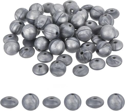 MECCANIXITY 50Pcs Silver Silicone Beads, 12mm Round and Lentil, for DIY Jewelry Making in Saudi Arabia