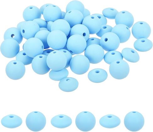 MECCANIXITY 50Pcs Silver Silicone Beads, 12mm Round and Lentil, for DIY Jewelry Making in Saudi Arabia