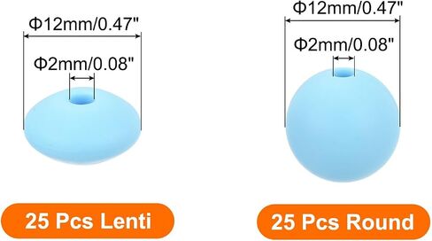 MECCANIXITY 50Pcs Silver Silicone Beads, 12mm Round and Lentil, for DIY Jewelry Making in Saudi Arabia