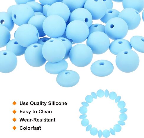 MECCANIXITY 50Pcs Silver Silicone Beads, 12mm Round and Lentil, for DIY Jewelry Making in Saudi Arabia