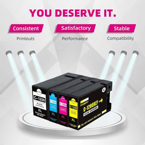 PGI-1200XL خراطيش حبر متوافقة مع Canon MB2320 MB2720 MB2700 PGI-1200 XL 1200 صبغة لـ MAXIFY MB2720 MB2320 MB2020 MB2120 PRINTER (1 Black ، 1 Cyan ، 1 Magenta ، أصفر ، 4-PACK) in Kuwait
