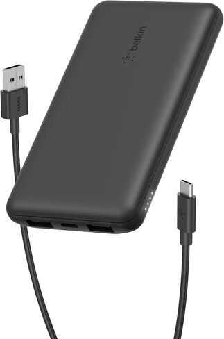 باور بانك محمول من بيلكن (سعة 10000 mAh بمنفذ USB نوع سي واحد، ومنفذ نوع ايه لشحن يصل الى 15 واط لهواتف ايفون واندرويد وايربود وايباد وغيرها) – لون اسود in Kuwait