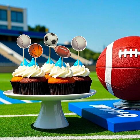 24 PCS Basketball Cupcake Toppers Double Sided Printing Ball Sports Cupcake Picks for Basketball Theme Baby Shower Kids Birthday Party Cake Decorations Supplies in Saudi Arabia