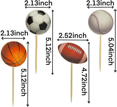 24 PCS Basketball Cupcake Toppers Double Sided Printing Ball Sports Cupcake Picks for Basketball Theme Baby Shower Kids Birthday Party Cake Decorations Supplies in Saudi Arabia