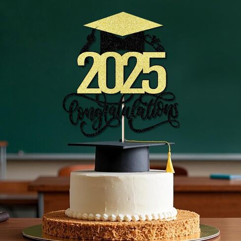 تهانينا 2025 كعكة توبر ، تهانينا غراد ، فئة 2025 ديكورات حفل التخرج (أسود أحمر) in Kuwait
