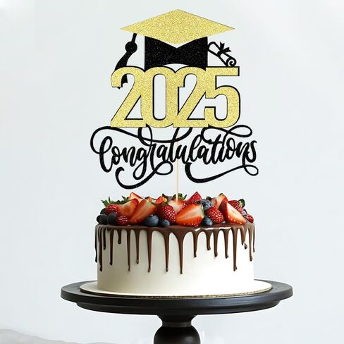 تهانينا 2025 كعكة توبر ، تهانينا غراد ، فئة 2025 ديكورات حفل التخرج (أسود أحمر) in Kuwait