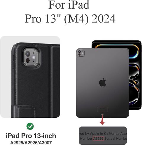 حافظة auaua لجهاز iPad Pro 13 بوصة 2024 (M4)، مع حامل قلم رصاص وجيب، زوايا رؤية متعددة، إغلاق مغناطيسي، نوم/تنبيه تلقائي (أزرق) in Kuwait